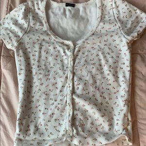 pink and white floral brandy top